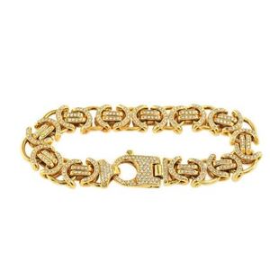 Bracelet cubain en diamant de laboratoire: chaîne à maillons en or jaune 14K - Product Image 1