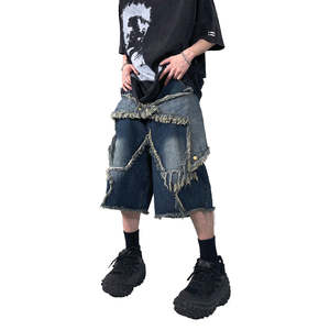 Custom Men's <b>High</b> Street Mid <b>Waist</b> Denim Straight <b>Jeans</b> Summer Knee-Length <b>Shorts</b> 100% Cotton Quick Dry - Product Image 4
