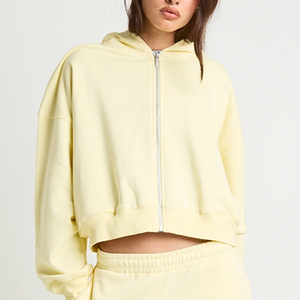 Haut à capuche pour femme avec design élégant et de haute qualité, tissu doux, prix avantageux pour les acheteurs en gros, survêtement court 2026 avec fermeture éclair - Product Image 2