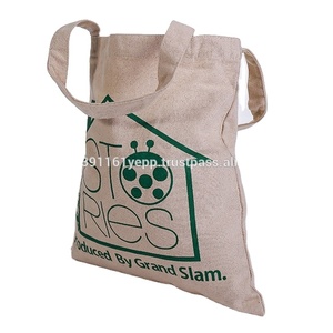 Sac cabas en toile de coton blanc uni avec logo imprimé personnalisé - Product Image 3