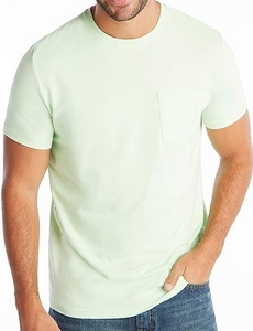 Camiseta de manga corta con cuello redondo liso para hombre, 95% algodón, 5% Spandex, Camiseta con bolsillo, stock Premium, camiseta directa de fábrica - Product Image 4