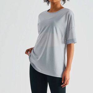 Mode en gros femmes été à manches courtes col rond simple haut lâche tenue décontracté - Product Image 4