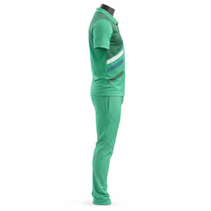 Conjunto de Uniforme de Cricket Verde Unisex Sublimado de Manga Corta con Bloques de Color, Pantalones con Cintura Elástica, Ajuste Atlético que Absorbe la Humedad - Product Image 3