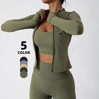 Chaqueta deportiva para mujer, abrigo de Yoga con cremallera, ropa de secado rápido, chaqueta de Fitness, sudaderas para correr, agujero para el pulgar, gimnasio, entrenamiento, Top con capucha