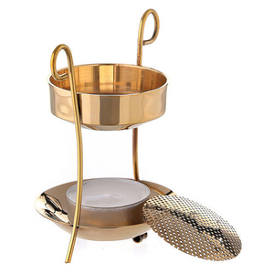 Brûleur d'aromathérapie personnalisé pour le parfum fondu de la maison de table de chambre à coucher avec le bois et le matériel de graine de conception de maille en laiton en métal - Product Image 6