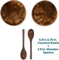 Ensemble cuillère et bol à salade en coquille de noix de coco naturelle polie, fait main, de qualité supérieure, écologique, moderne, avec logo personnalisé, en gros, en stock