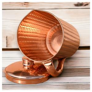 Classic Style Hammered Copper Jug Strong Handle Shiny Finish 1L Capacity Food Grade Lid Tea <b>Water</b> Drinkware Eco-Friendly Kitchen - Product Image 3