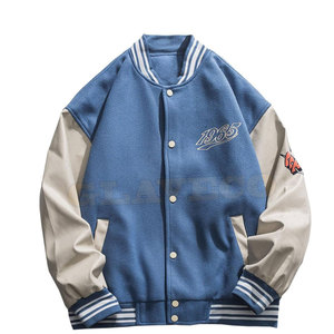 Veste Letterman coupe-vent style rue pour hommes, tissu polaire léger et respirant, col montant grande taille pour la saison d'hiver - Product Image 1