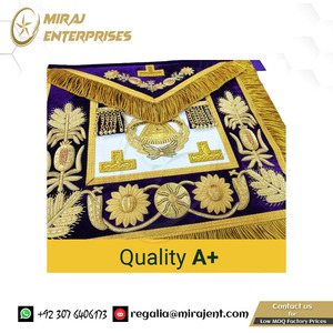 BRODERIE À MAIN EN OR VIOLET-TABLIER GRAND MASTER BLUE LODGE Fournisseur de tabliers maçonniques à séchage rapide - Product Image 6