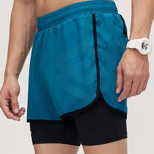 Wholesale Double <b>Layer</b> Athletic Shorts for Men Latest Design Solid Private Label Fitness Wear Latest Design Wholesale Price - Product Image 4
