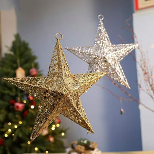 Décorations de Noël, étoiles dorées, élégance, ornements décoratifs pour sapin de Noël en fer forgé, suspendus à prix abordable - Product Image 3