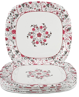 Service de table en mélamine durable à triple revêtement, 24 pièces, anti-taches, finition brillante, résistant aux bris, assiettes, bols, demi-assiettes