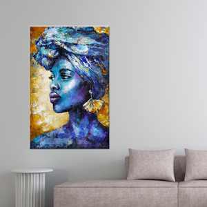 Elegante Impresión de Mujer Africana en Lienzo: Decoración de Pared Contemporánea, Lienzo Enrollado en 1 Pieza - Product Image 1