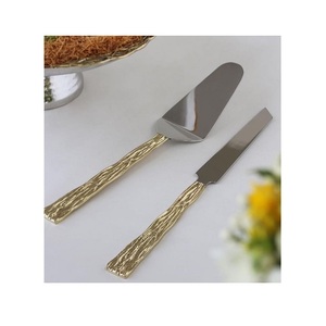 Leaf Design Couteau à gâteau décoratif Set de couteaux à beurre en métal couleur or Set de couverts à des prix raisonnables - Product Image 3