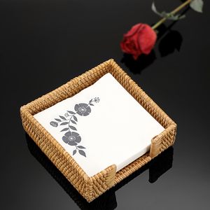 Porte-panier de mouchoirs en rotin élégant porte-accessoires décoratifs simples pour le papier de serviette de dîner - Product Image 6