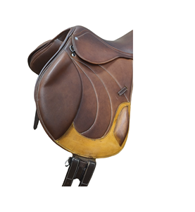 Sillín de salto Marrón y Amarillo De cuero acolchado de primera calidad hecho a mano de alta calidad para carreras de caballos, sillín de caballo de salto, fabricante indio - Product Image 2