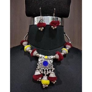 Jeweljunk Fine Jewelry Sets Fil Plaqué Rhodium Navratri Collier 1112895C Modèle - Product Image 1