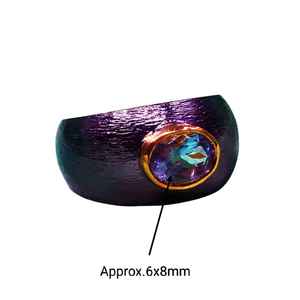 Gemvanity SR888 Women's 925 Sterling Silver Blue Topaz <b>Ring</b> Classic Style Gold Plated for Weddings and Parties - Product Image 2