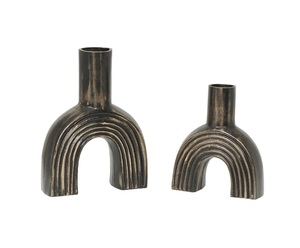 Jarrón de Flores en Forma de W de Latón Antiguo, Centro de Mesa Decorativo de Metal, Jarrón de Metal de Tubo Triple de Latón Antiguo Nórdico, Decoración del Hogar - Product Image 6