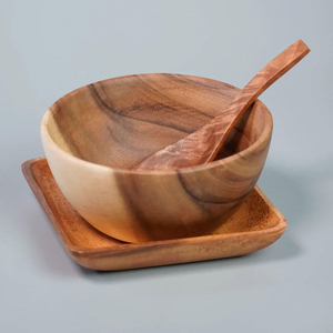 Tazones de Madera de Acacia de Alta Calidad, Madera Natural Ligera y Pulida, Tazones para Servir Alimentos para el Hogar, Restaurante, Comedor, MULTI CRAFT - Product Image 1
