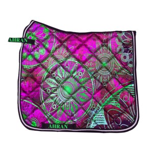 Doublure en polycoton imprimé coloré Tapis de selle de cheval respectueux de l'environnement Dressage Western English avec mousse Satin pour l'équitation - Product Image 6