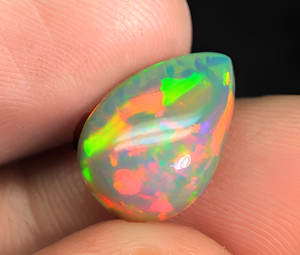 Belle pierre précieuse de cabochon d'opale éthiopienne-Gemmes d'opale en forme de poire-Play Of Fire Pierre naturelle en vrac lisse pour la fabrication de bijoux - Product Image 4