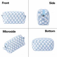 Nouvelle Trousse de Maquillage Légère à Fermeture Éclair Motif Damier Multicolore 2026, Idéale pour les Voyages, Logo Personnalisable