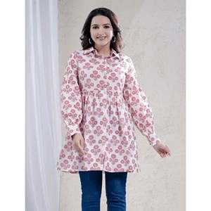 <b>Pink</b> Breathable Cotton Camisole Butta Block Printed Women's Daily <b>Top</b> One Size Fits All XS Option Available - Product Image 2