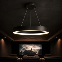 Lustre LED rond pour cinéma privé, 700 mm, luminaire suspendu LED circulaire, dimmable, pour home cinéma