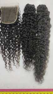 Extensions de cheveux Remy alignées sur les cuticules 100% de haute qualité Paquets de cheveux indiens bouclés naturels à donneur unique et fermeture frontale - Product Image 2