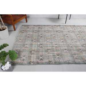 พรมวินเทจ ขนาด 5.2x8 ฟุต พรมขนาดใหญ่ ลายตารางสีเขียว พรมขนสัตว์ตุรกี - Product Image 4