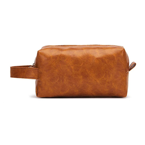 <b>Large</b> Waterproof Leather Travel Cosmetic <b>Bag</b> Zipper Men's Business Portable for <b>Toiletry</b> Storage Pouch Women's Hanging for Toile - Product Image 1