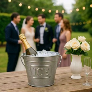 Seau à glace élégant en métal poli, refroidisseur à vin, bol à champagne pour les boissons, décoration de fête, mariage ou bar - Product Image 5