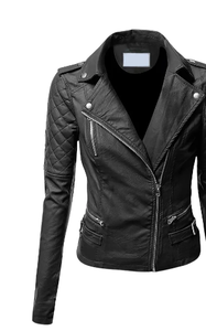 แจ็กเก็ตหนังสำหรับผู้หญิงแจ็กเก็ตหนังแท้สำหรับขี่มอเตอร์ไซค์ - Product Image 4