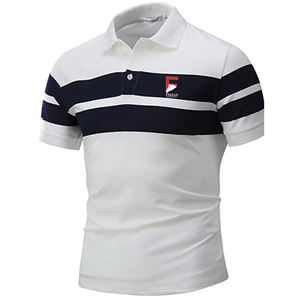 Fizzan International, camisetas de polo con estampado personalizado para hombre, patrón sólido bordado, manga corta, estilo informal, algodón liso - Product Image 5