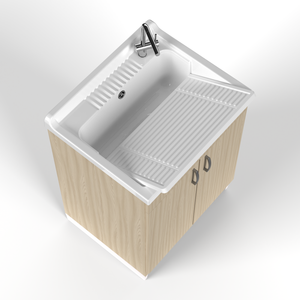 Mobile Bagno Classico Mongardi in Legno con Vasca in Resina, Forabile per Installazione Rubinetto, Resistente agli Acidi, 60L - Product Image 2