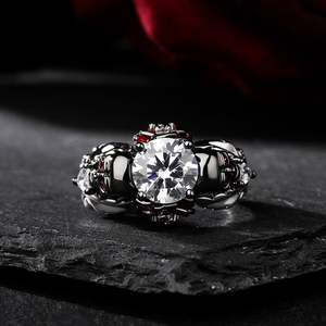 Bague Jeulia Romantique Tête de Mort en Argent Sterling Rose avec Sertissage à Griffes et Coupe Ronde - Product Image 6