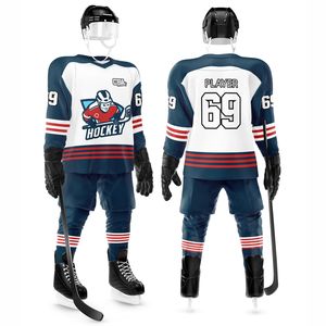 Uniforme d'équipe de hockey sur glace en polyester à séchage rapide de haute qualité personnaliser la conception impressionnante impression par sublimation uniforme de hockey sur glace pour hommes - Product Image 1