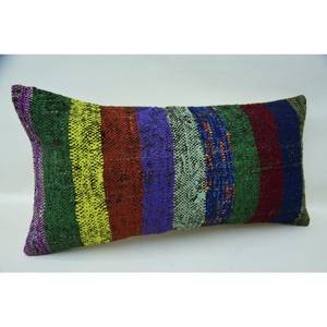 Multicolor Wool Kantha <b>Patchwork</b> Pillow 12x24 Inch Woven Vintage <b>Throw</b> Pillow - Product Image 2