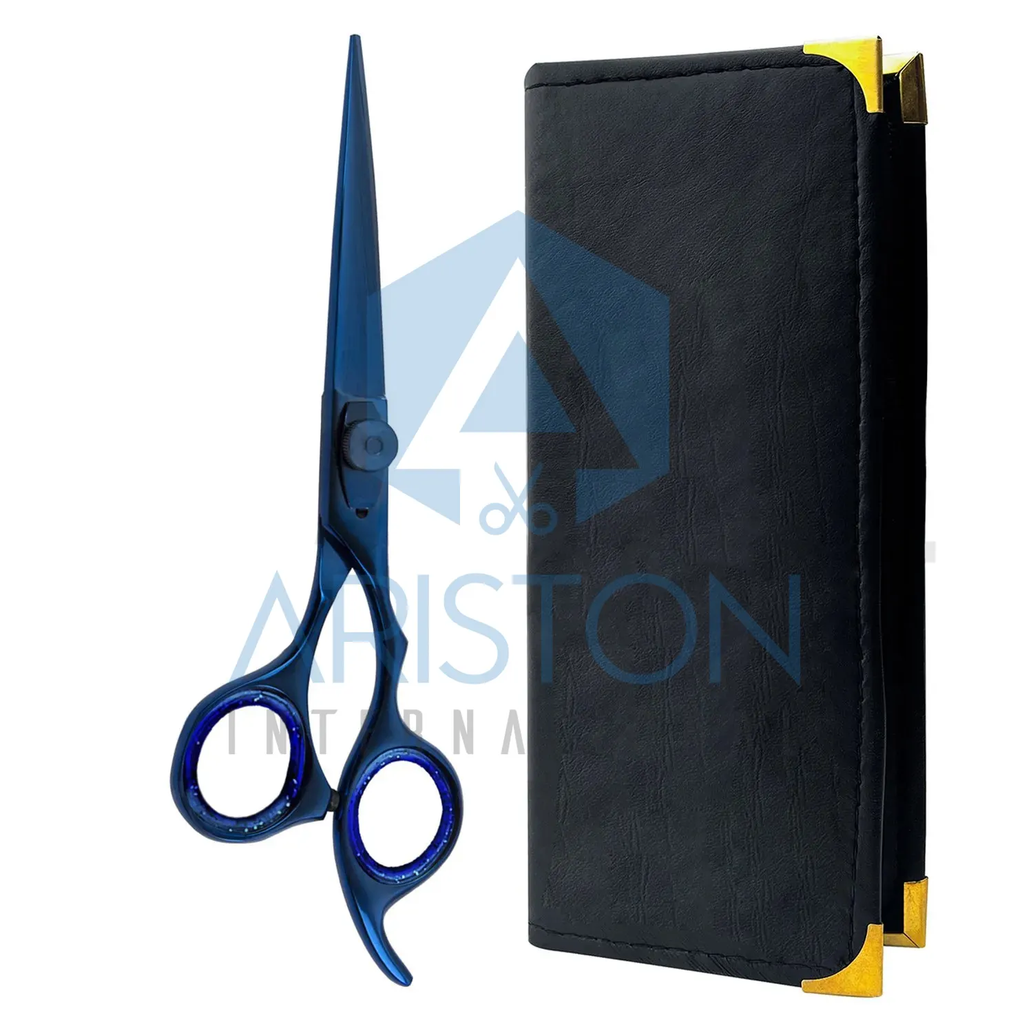 Grosir profesional pisau cukur biru tepi Plasma dilapisi gunting tukang cukur 7.5 inci Salon gunting rambut gunting label pribadi