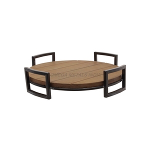 Handmade Wooden Tray in Soft Beige Color with Contemporary Round Design and <b>Polished</b> Surface Perfect for Everyday Use - Product Image 2
