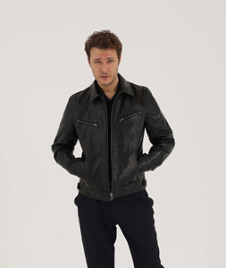 SVELG Premium Quality Genuine Calf Eco-Friendly Breathable Cotton Lined Slim Fit Casual <b>Retro</b> Spring Men's Zipper Nonwoven Stand - Product Image 3