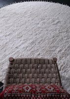 Tapis rond blanc moelleux pour couloir, tapis berbère marocain en laine véritable, fait main, lavable, toutes saisons