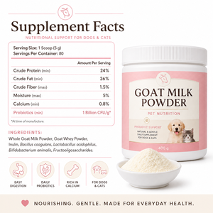 Poudre <span class=keywords><strong>de</strong></span> <span class=keywords><strong>lait</strong></span> <span class=keywords><strong>de</strong></span> chèvre OEM pour chiens et chats, riche en calcium, probiotiques et FOS, complément nutritionnel pour le sevrage des chatons et des chiots, vente en gros - Product Image 6