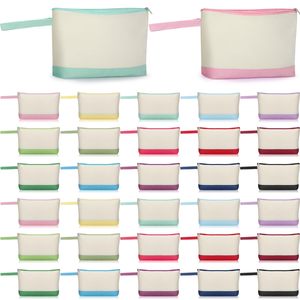 Eco-Friendly Custom Cotton <b>Canvas</b> Zipper Pouches <b>Large</b> Capacity Reusable Handled Soft Handle Makeup Cosmetic Bags Logo Printing - Product Image 1