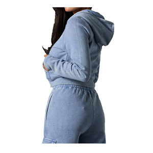 Custom Streetwear Women Heavy Cotton Oversize Tracksuit Printed Cargo <b>Pants</b> Suit for Women Casual <b>Loungewear</b> Acid Wash Tracksuit - Product Image 3