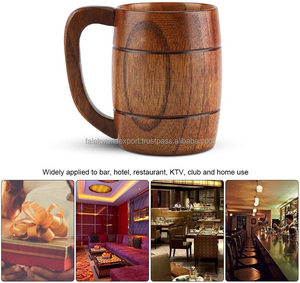 Classic Handmade Wooden Beer <b>Mug</b> PC American Style Bamboo Lid Business Gift with Best Quality Wholesaler From India FWE - Product Image 4
