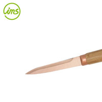Couteau utilitaire de 5 pouces en acier inoxydable avec revêtement en titane et manche en bambou rose doré - Écologique