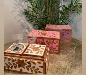 Bougeoir en bois pour chauffe-parfum Offre Spéciale avec incrustation de nacre Parfait pour Ramadan Eid Bakhoor Set 2025 - Product Image 4