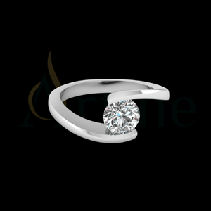 Superbe bague en diamant solitaire en or blanc 14kt cultivée en laboratoire VS Clarity Collection de bijoux fins tendance - Product Image 1